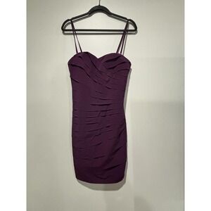Gianni Bini Dress Womens Medium Bright Mauve Becca Ruched Bodycon Cocktail Party